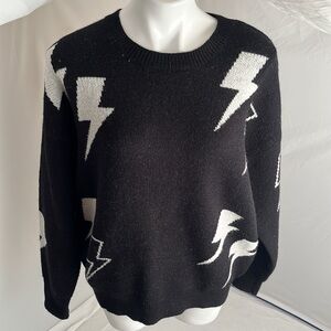 SIX FIFTY black lightning bolt crew neck acrylic blend sweater M/L
